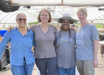 Lorrie Clevenger, Jane Hayes-Hodge, Karen Washington and Michaela Hayes-Hodge at Rise & Root Farm