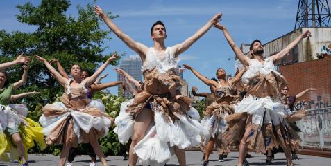 Artichoke Dance Company performing in costumes of upcycled plastics